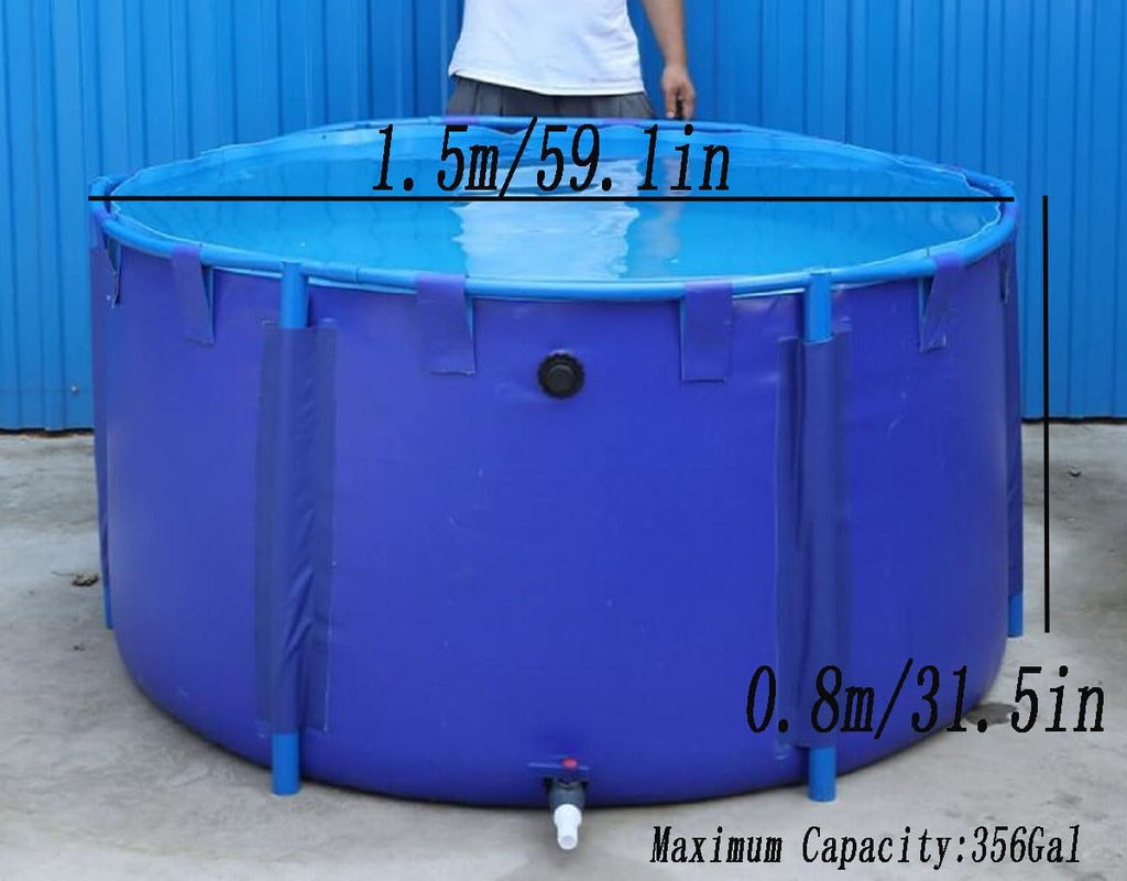 Above Ground Pond,PVC Fish Pond,Canvas Fish Pond Pool,Round Thickening Fish Pond Pool,Pool Above Ground with Durable Framed,for Fish Farming,Aquatic Products Breeding Pond 59 X31.5 in/356Gal