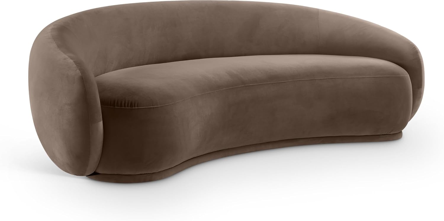 Meridian Furniture 44044Brown-S Emery Collection Modern | Contemporary Sofa with Ultra Luxe Brown 460 GSM Velvet, Solid Eucalyptus Wood Inner Frame, 95' W x 45.5' D x 31' H, Brown