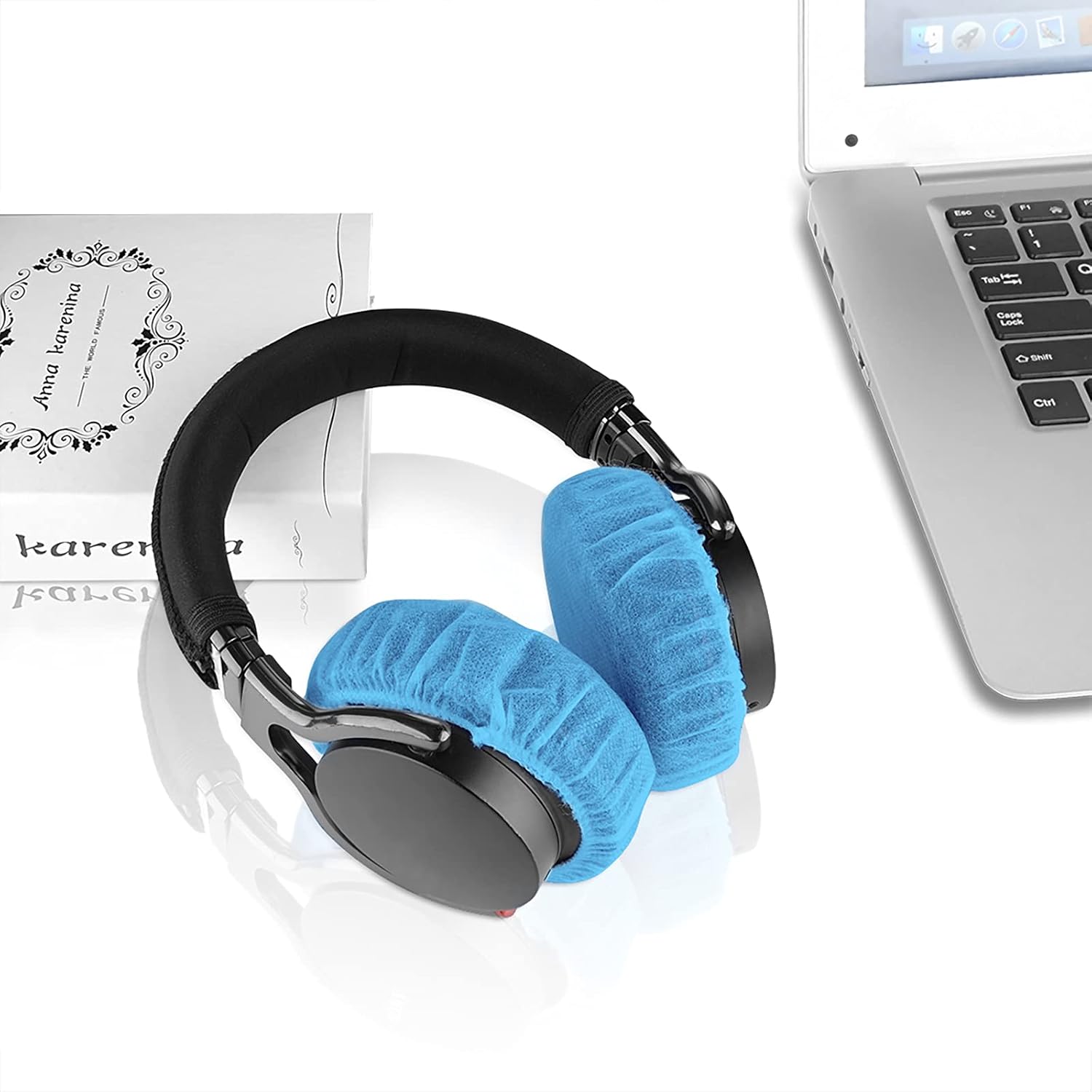 Geekria 500 Pairs Disposable Headphone Covers Compatible with Over-Ear and MRI Headsets, Stretchable Sanitary Ear Pads, Hygienic Earcup Protectors (M, Blue)
