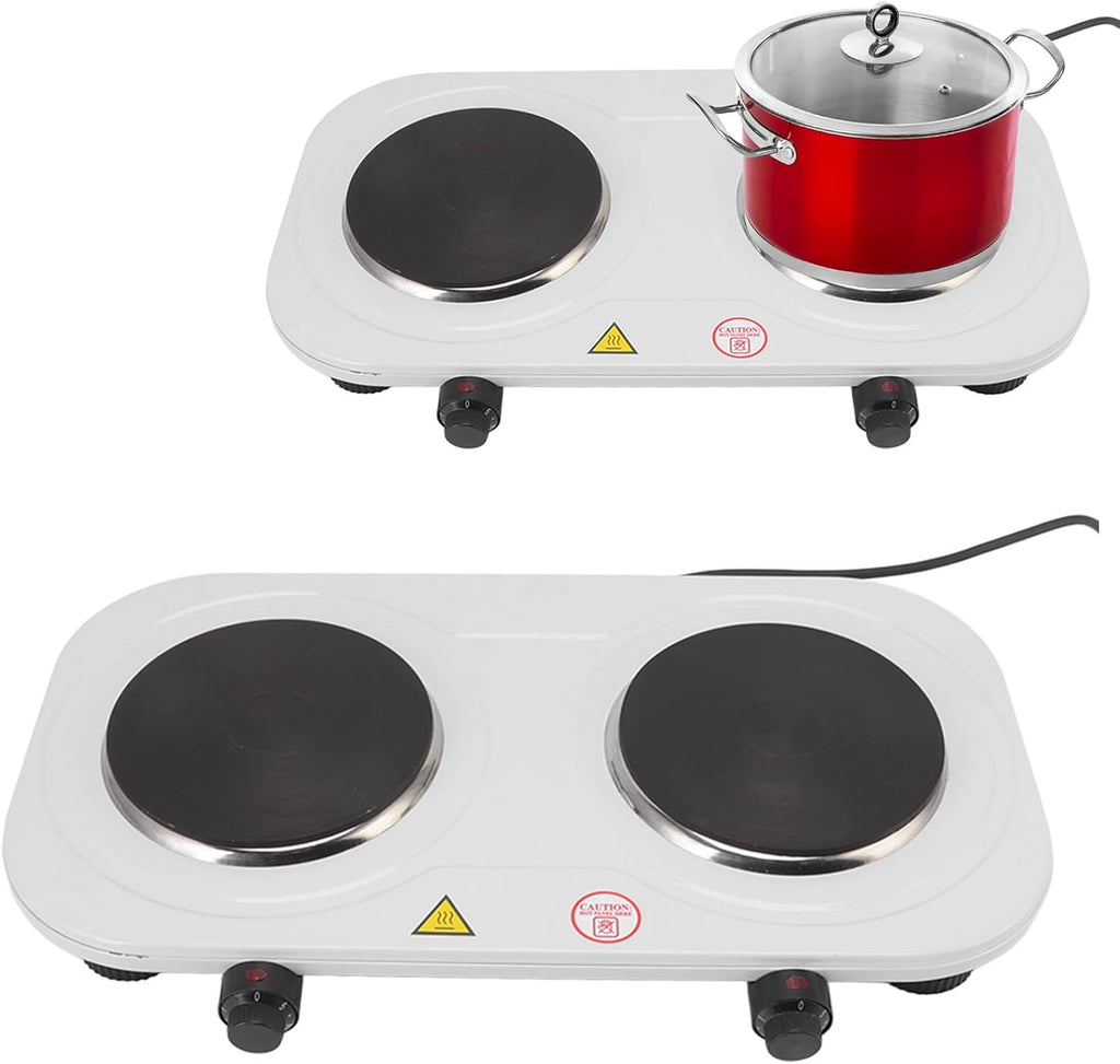 Hot Plate, Electric Double Portable Induction Cooktop Double Home Adjustable Temperature Electric Stove Cast Iron Electric Stove for Kitchen Camping Cooking