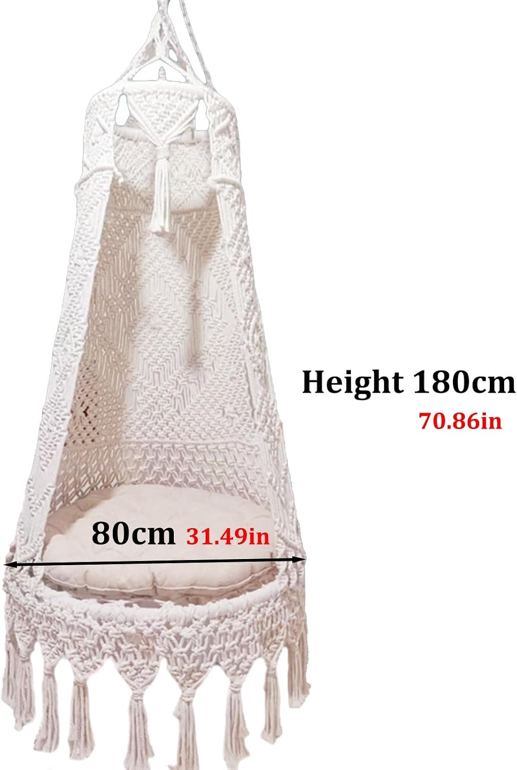 Hanging Swing Chair for Indoor Use, Cotton Rocking Chair for Bedroom, Living Room & Garden, Comfortable Hanging Chair for Relaxation