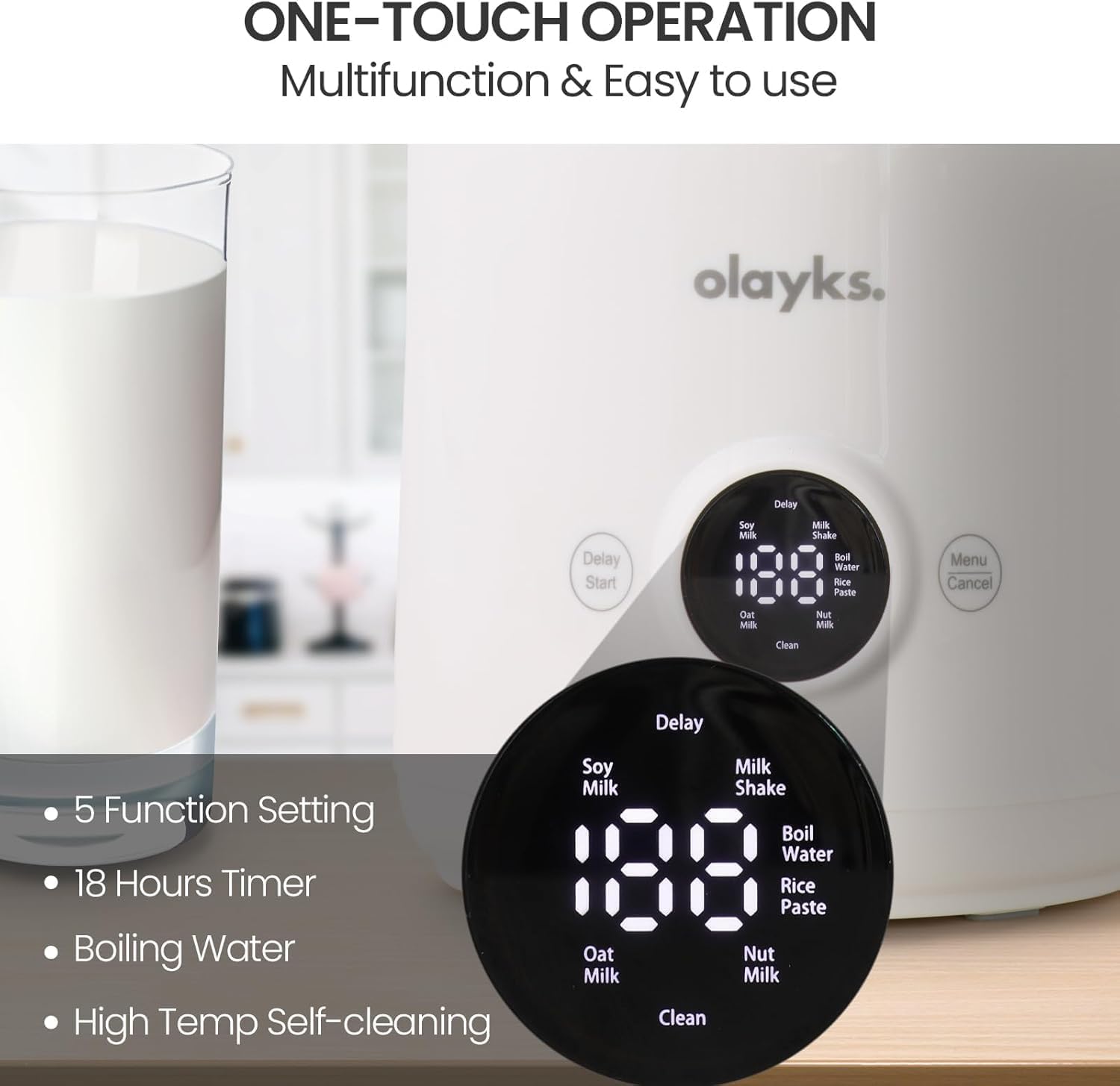 Induction Cooktop, Portable Induction Cooktop with 8L Cast Iron Cooking Pot and Cast Iron Pan& olayks.6 in 1 Automatic Nut Milk Maker, 20oz Soy Milk Maker Machine for Homemade Oat