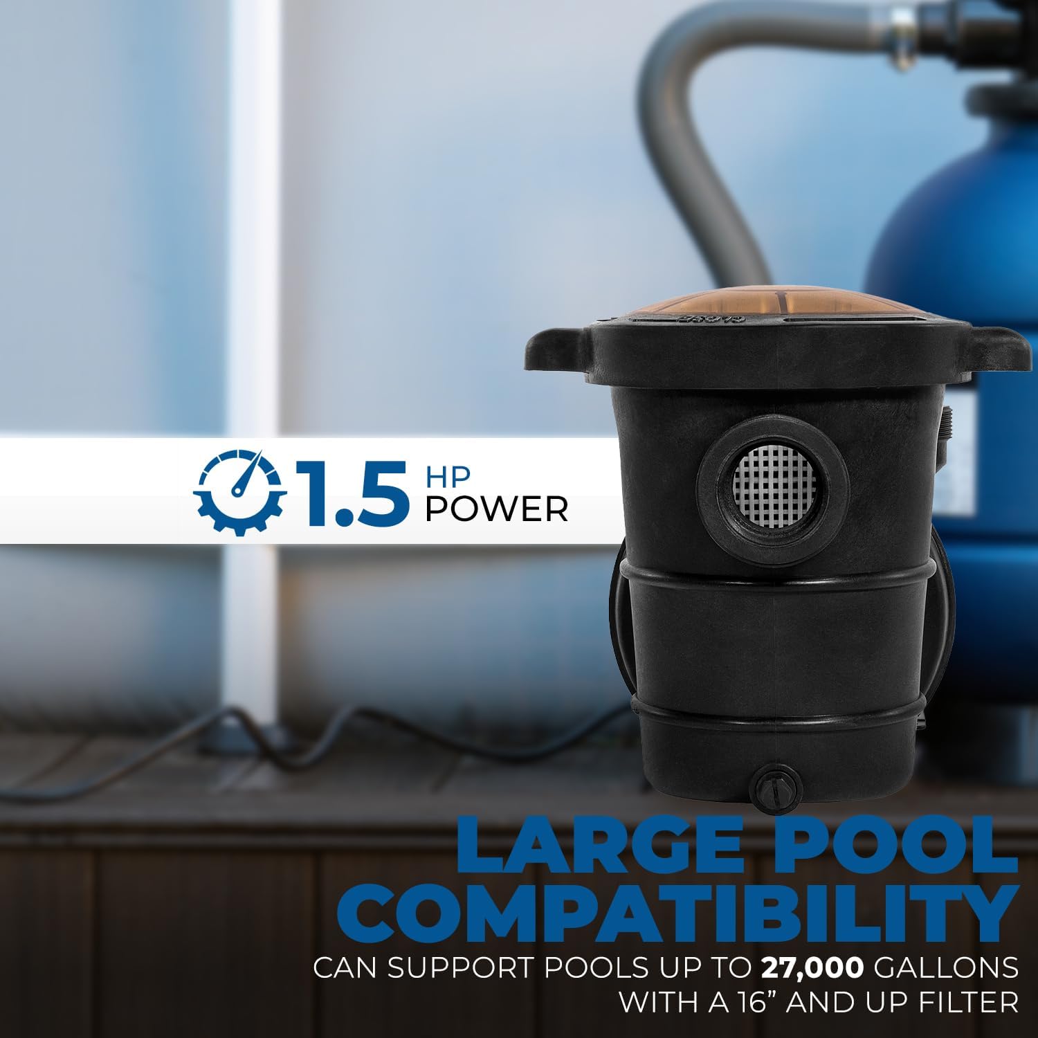XtremepowerUS 2-Speed Above Ground Pool Pump 1.5HP Swimming Pool Pump 1.5' NPT Strainer Basket Filter High-Flow With Fitting Adapter