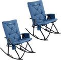 Portal Folding Rocking Camping Chair Outdoor - Thick Padded Rocking Recliner Chair Portable Camping Rocker for Patio Front Porch Backyard Lawn Living Room, Supports 400 LBS