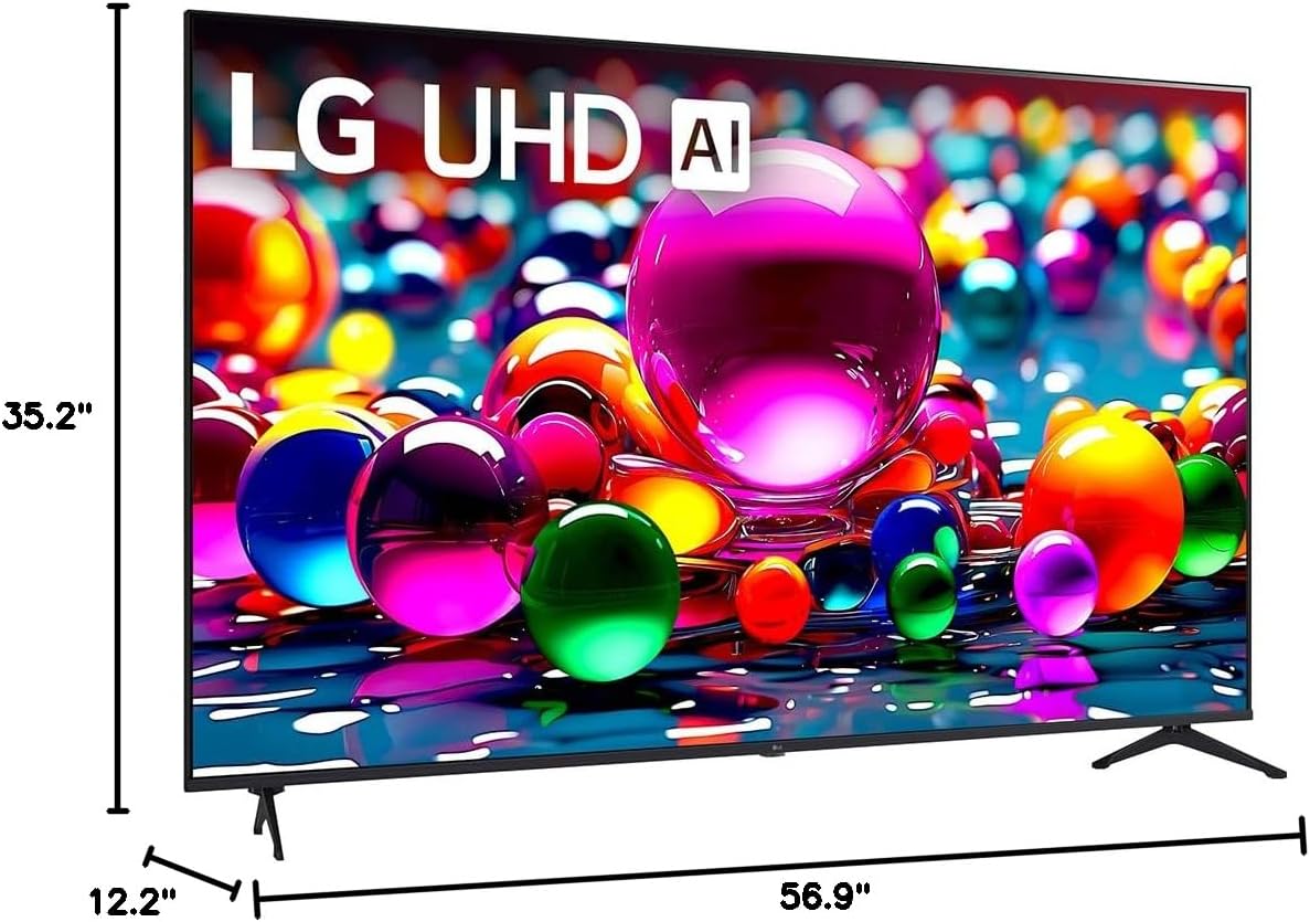 LG 65UA7700PUB 65 Inch UA77 LED AI 4K UHD Smart webOS TV 2025 Bundle with SKM1 2.0 Ch. Soundbar, 37'-70' TV Wall Mount, 6-Outlet Surge Adapter & Deco Gear Complete Home Theater Beginner's Guidebook