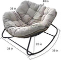 Patio Rocking Outdoor Papasan with Cushion Padded, Indoor Oversized Rattan Wicker Lounge Chair, Egg Rocking Rocker Metal Frame Large Supports Modern Chair