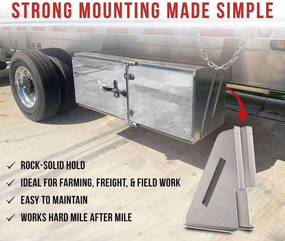 Mytee Products Aluminum Mounting Brackets for Flatbed and Stepdeck Trailer Toolbox - 24' x 24' Weld-on, Weather Resistant Underbody Truck Tool Box Mounting Kit - 1 Pair