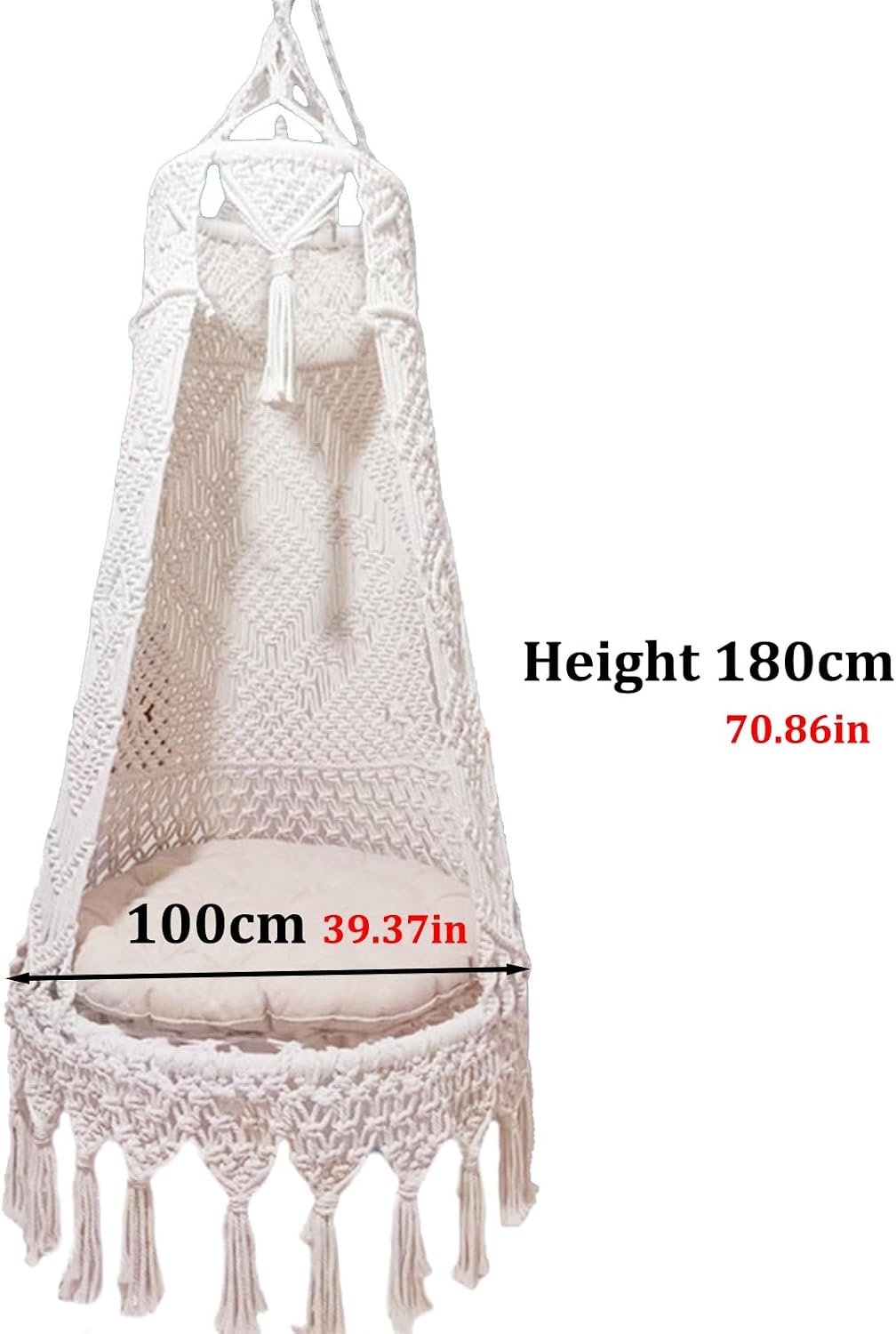 Hanging Swing Chair for Indoor Use, Cotton Rocking Chair for Bedroom, Living Room & Garden, Comfortable Hanging Chair for Relaxation