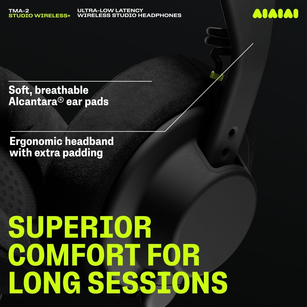 AIAIAI TMA-2 Studio Wireless+ Headphones Over Ear, W+ Link Technology, Fully Modular Construction, Uncompressed Wireless Audio, Premium Memory Foam Cushions, Ergonomic Creator Headband