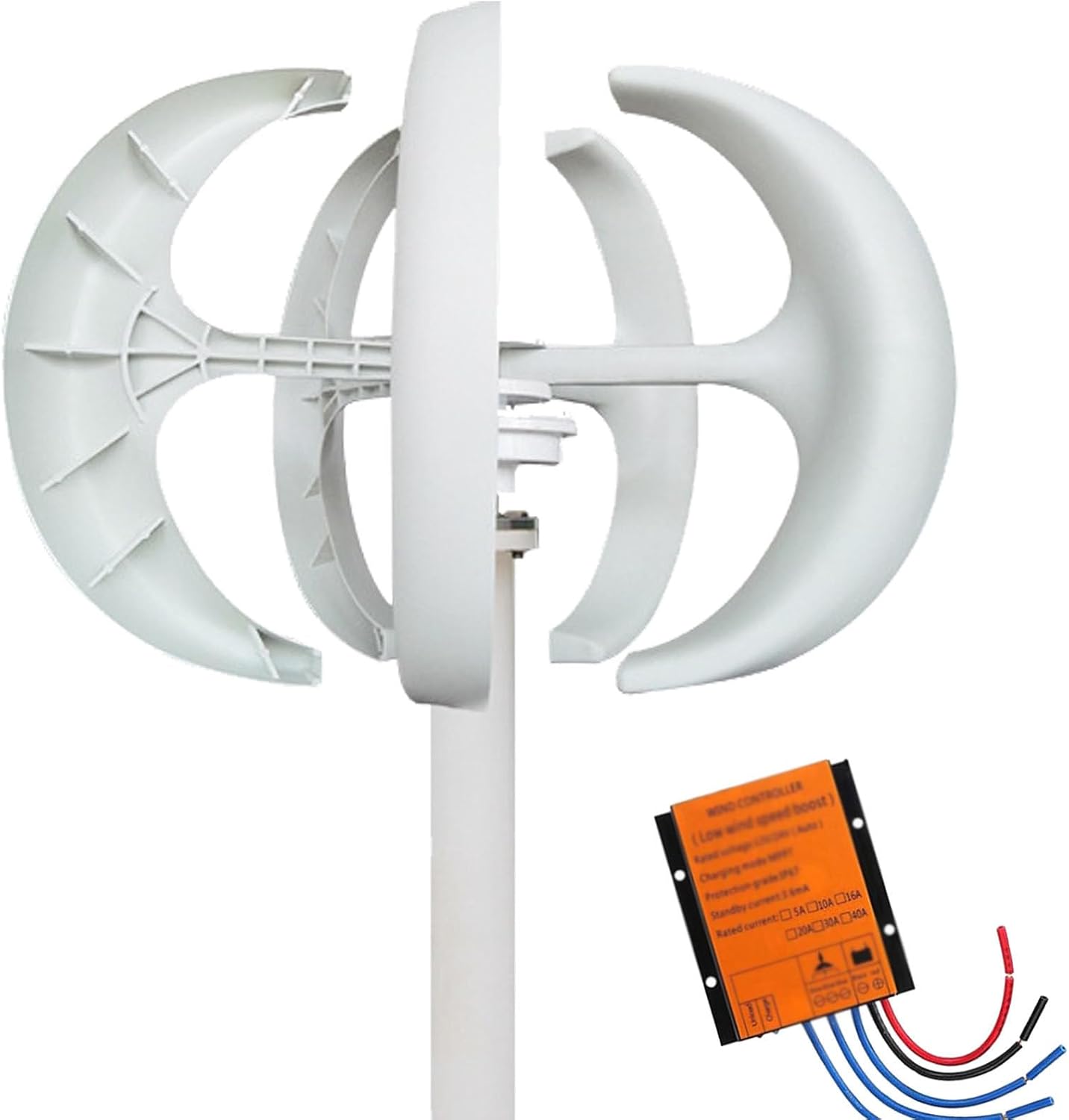 Wind Turbine Home Use Horizontal Generator Kits Blades with Controller to Charge Batteries Off Generator,3000W Wind Turbine Generator, 12V/24V/48V Vertical Wind Power Kit for Garden, Boat &