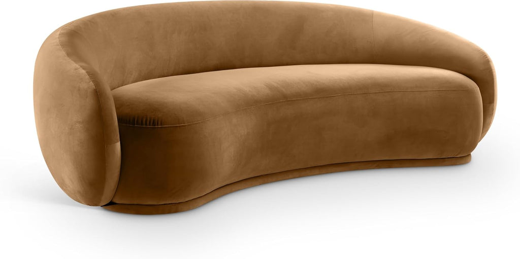 Meridian Furniture 44044Saddle-S Emery Collection Modern | Contemporary Sofa with Ultra Luxe Saddle 460 GSM Velvet, Solid Eucalyptus Wood Inner Frame, 95' W x 45.5' D x 31' H, Saddle