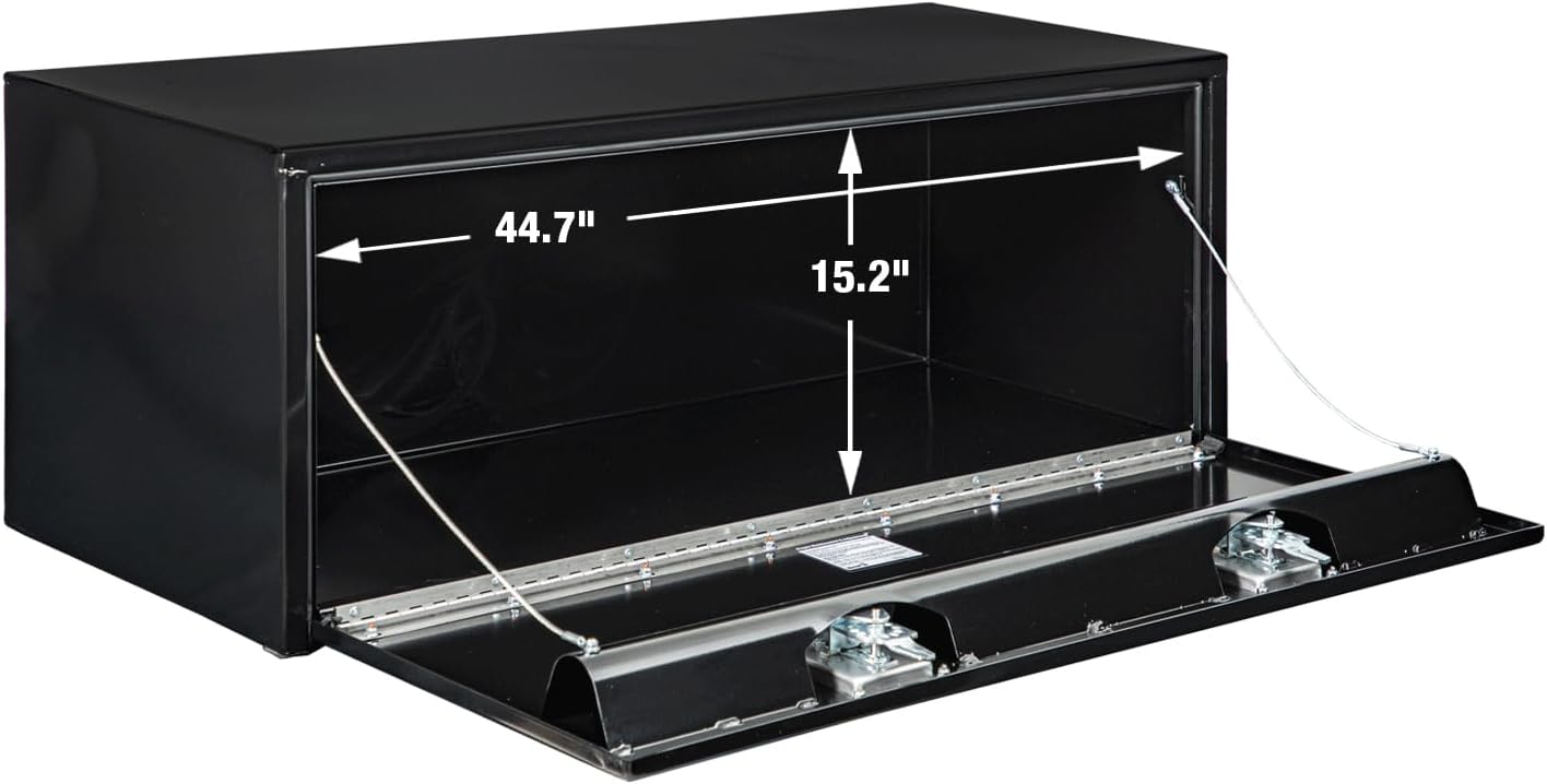 Buyers Products 1702310 Black Steel Underbody Truck Box with T-Handle Latch, 18 x 18 x 48 Inch, Contractor Toolbox With Durable Lock, Job Tool Chest For Storage And Organization