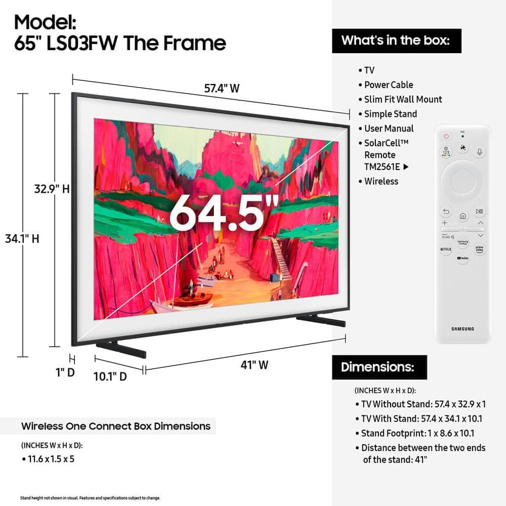 Samsung 65 Inch LS03FW NeoQLED 4K Smart TV, Black (Renewed)
