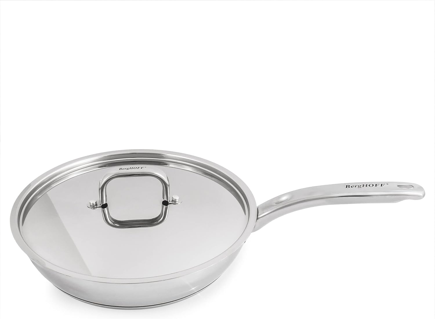BergHOFF Belly Shape 18/10 Stainless Steel 4Pc Cookware Set, Metal Lids, Fast, Evenly Heat, Induction Cooktop Ready