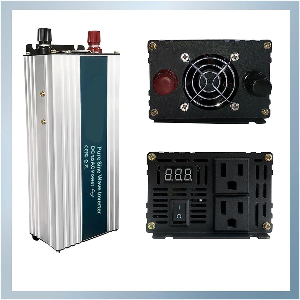 1800W Pure Sine Wave Inverter 12V 220V Battery Bank Power Supply Generator Solar Panel 12/36/48V DC to 120/230/240V AC Converter(48V,110V)