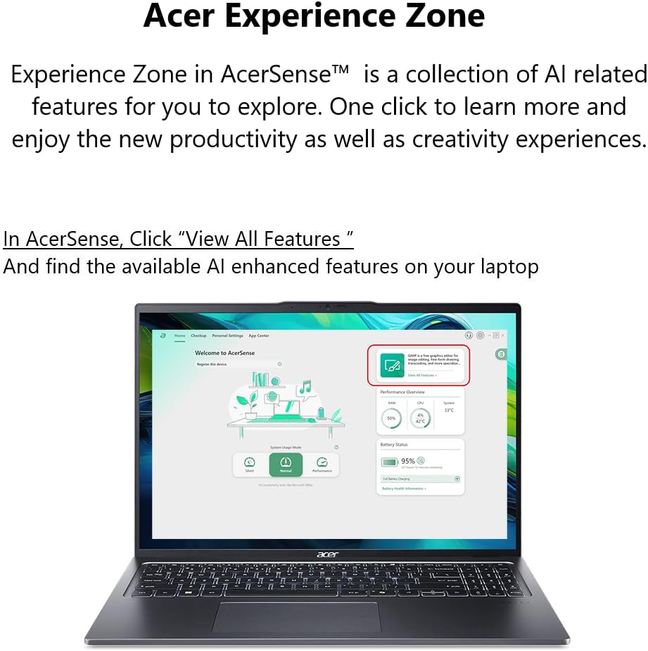 acer Swift Go 16 Intel Evo Edition Laptop | 16' 1920 x 1200 Touch Display | Unlock AI Experiences | Intel Core Ultra 9 Processor 185H | Intel ARC | 16GB LPDDR5X | 1TB SSD | Wi-Fi 7 | SFG16-72T-95Z6