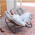 Etlegor Outdoor Patio Rocking Chair, Indoor Reading Chair with Cushion Rattan Wicker Lounge Chair for Living Room Front Porch Garden Balcony Lawn(Light Grey)