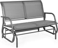 Giantex Swing Glider Chair 48 Inch with Spacious Space, 2 People Swing Lounge Glider Chair Cozy Patio Bench Outdoor & Indoor for Patio, Backyard, Poolside, Lawn Steel Rocking Garden Loveseat (Gray)