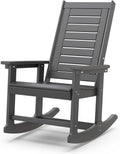 IVY&LANE Rocking-Chair-Outdoor | Porch-Rocker | Grey | HDPE Plastic | All-Weather | High Back | Wide Seat | Oversized Patio Rocker for Adult | for Outside Deck Balcony Garden