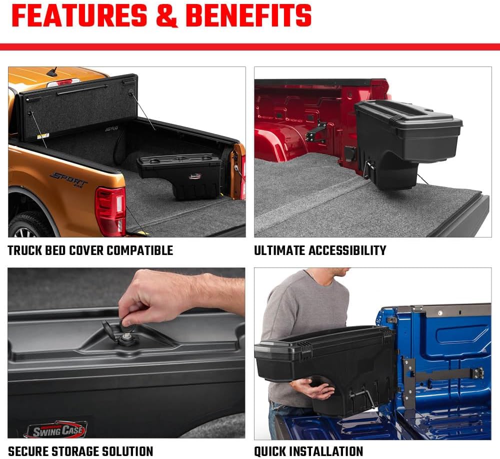 UnderCover SwingCase Truck Bed Storage Box | SC203D | Fits 2015 - 2020 Ford F-150 Drivers Side, Black