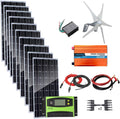 1.4Kw Wind Solar Power: 10pcs 100W Mono Solar Panels & 400W Wind Turbine Generator & 3000W Off Grid Inverter & Cable Connector& Accessories Home Boat RV