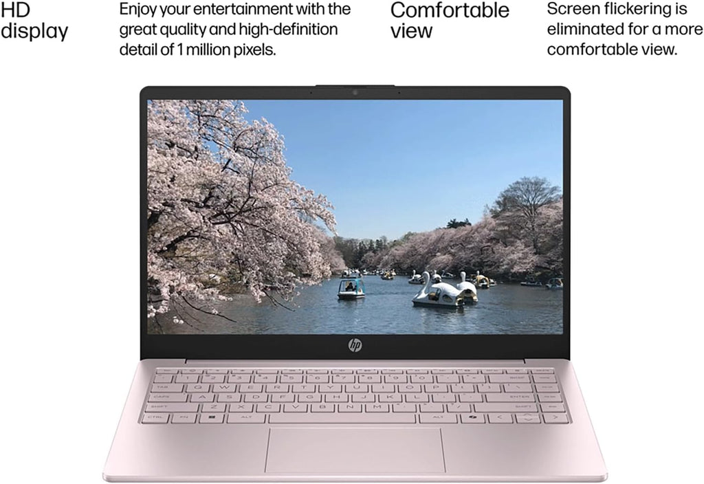 HP Laptop 2026 Edition with Copilot AI, 8GB RAM, 256GB SSD + 128GB UFS, Intel Processor, Long Battery Life, Lightweight, 1 Year Office 365, Windows 11 Home S for Students & Office, Type-C HUB, Pink