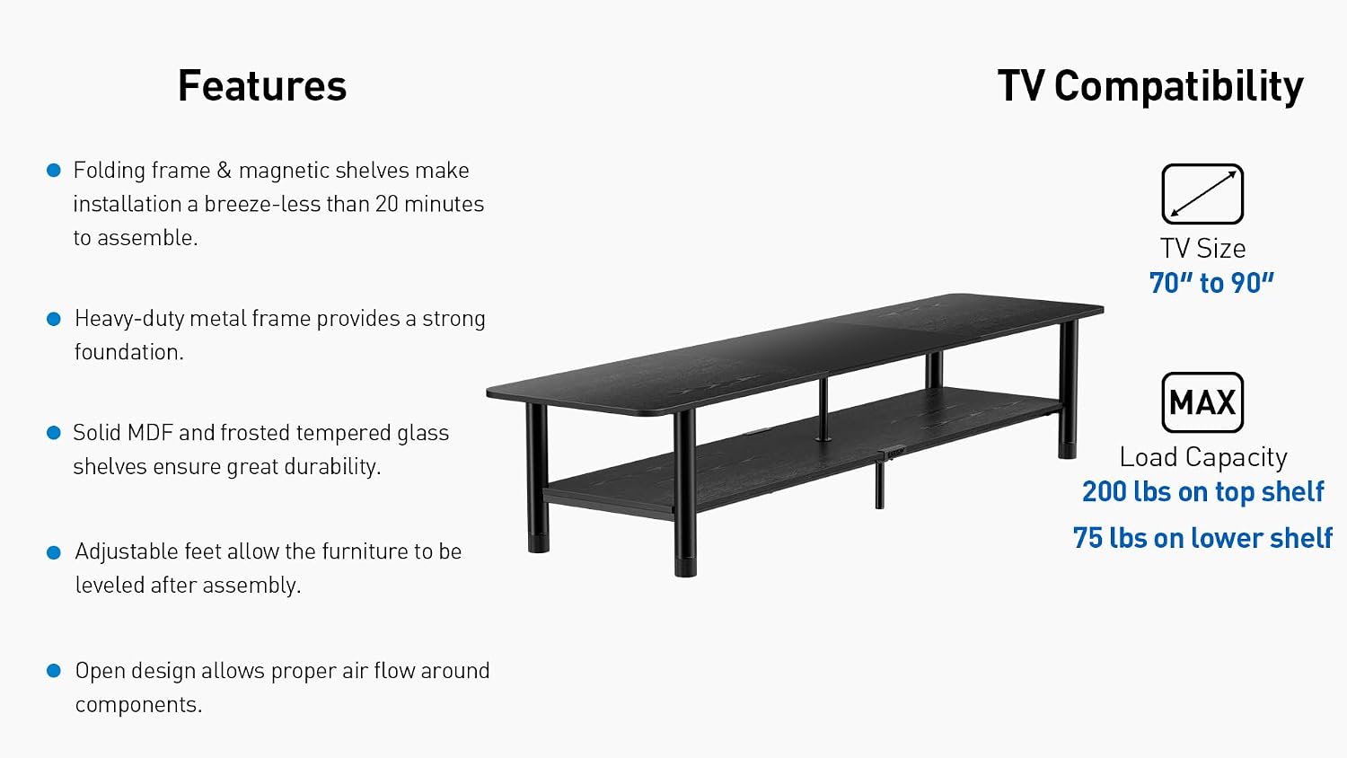 Samsung QN77S90FAFXZA 77 Inch 4K OLED Smart TV with an ErgoAV ERTFX1-01B 80' FlexFold Frame TV Stand (2025)