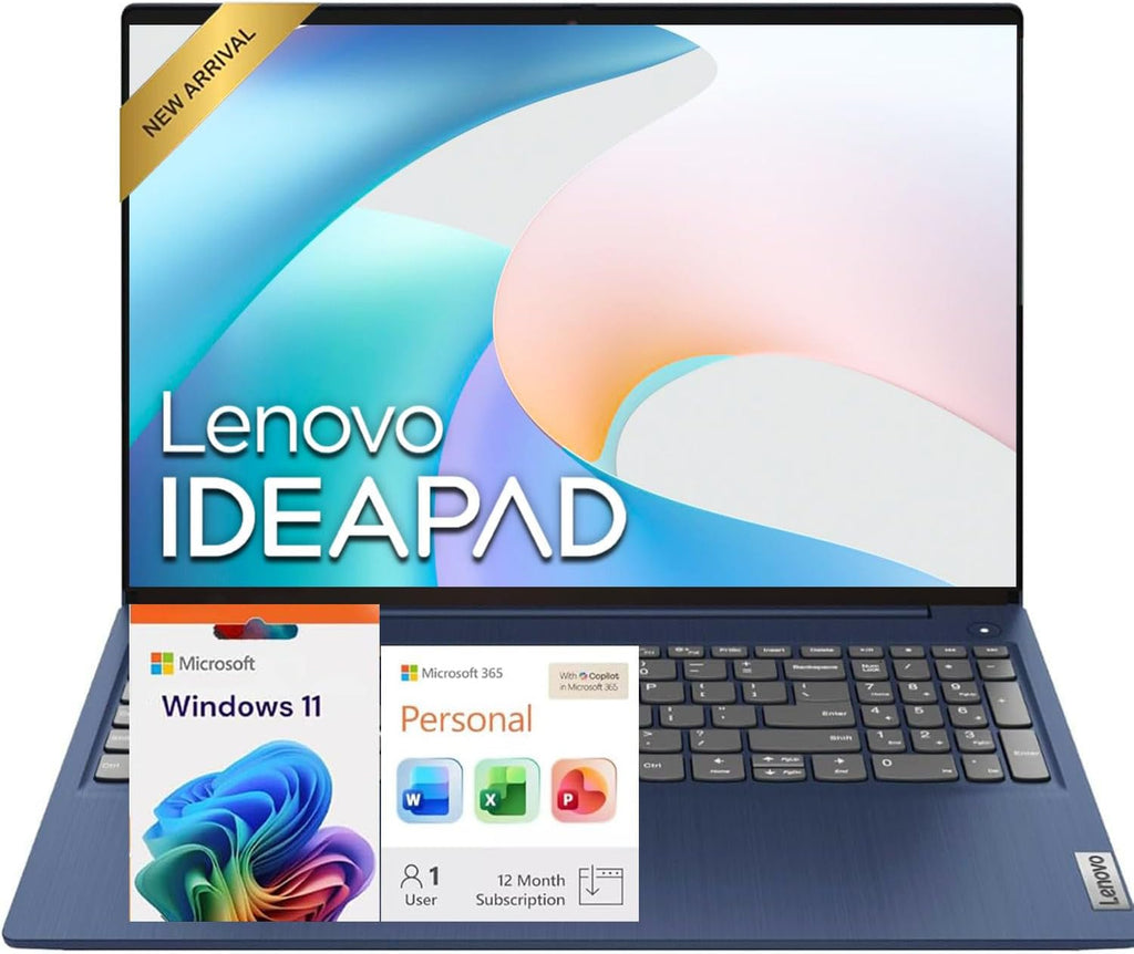 IdeaPad Slim • 15.6' Business Laptop with Microsoft 365 Included • 12GB DDR4RAM • 1.2TB Storage (256GB SSD + 1TB OneDrive) • Intel 4 Core • Privacy Shutter • Dolby Audio • Copilot AI • Windows 11