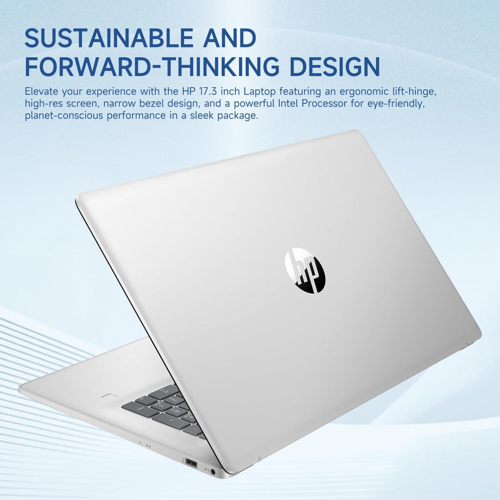 HP Essential 2025 Laptop, 17.3' FHD, CORE 7 (Beats i7 1355), 64GB RAM, 2TB SSD, FP Reader, Backlit KB, Webcam, Wi-Fi 6, Windows 11 Home, Silver, Bundle with PCO Laptop Cooler