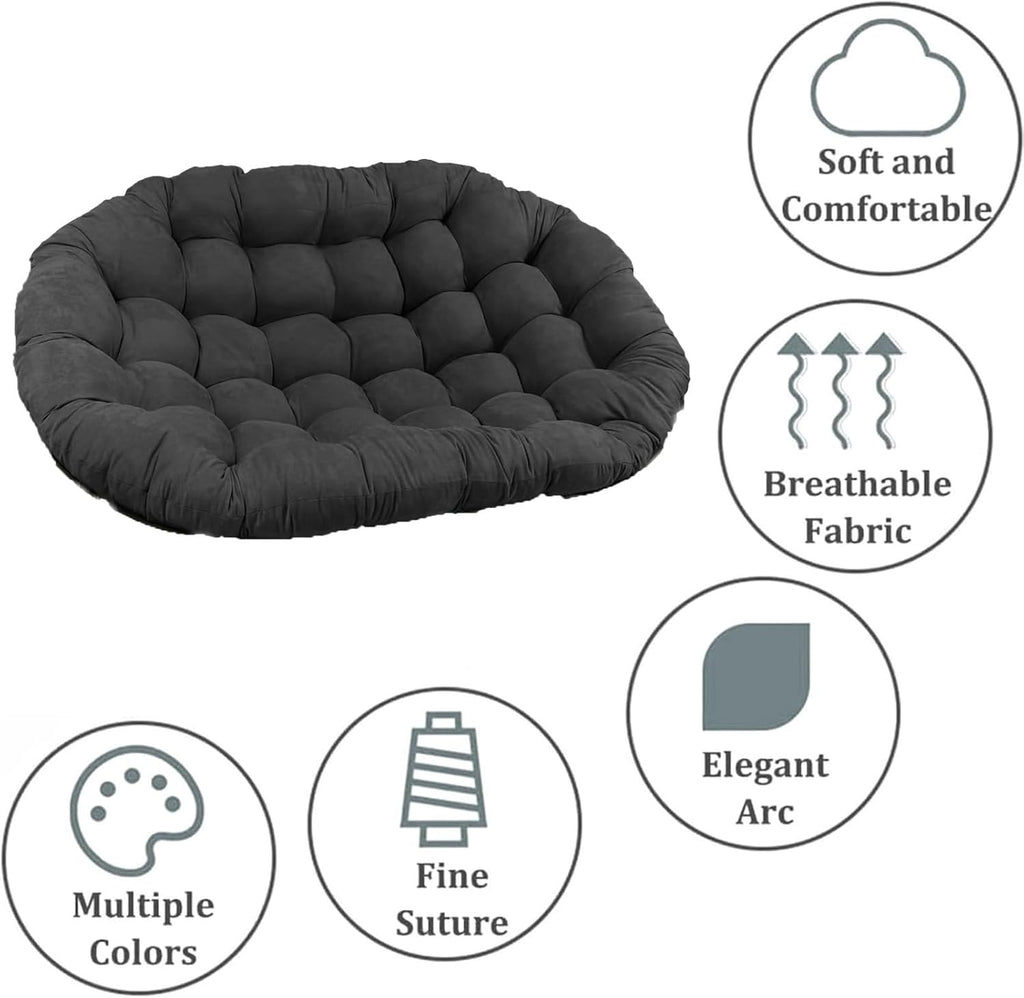 Oversized Double Papasan Chair Cushion, Indoor Outdoor Wicker Egg Rocker Cushions for Patio Furniture, Overstuffed Round Cushion, (Frame NOT Included)