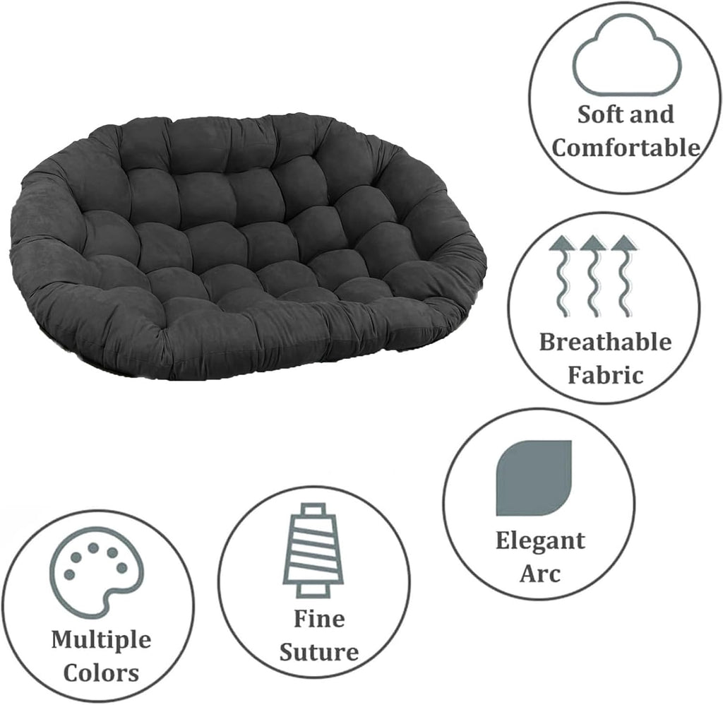 Oversized Double Papasan Chair Cushion, Indoor Outdoor Wicker Egg Rocker Cushions for Patio Furniture, Overstuffed Round Cushion, (Frame NOT Included)