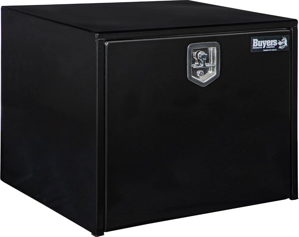 Buyers Products 1704303 Black Steel Underbody Truck Tool Box – 24 x 24 x 30 Inch - Truck Bed & Underbelly RV Storage Box, Locking T-Latch, Weather-Resistant, Heavy-Duty Flatbed Job Box, Made in USA