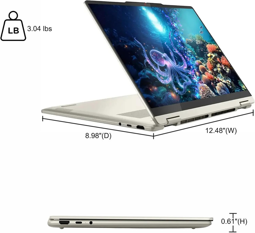 Lenovo Yoga 7 2-in-1 Laptop 14' WUXGA OLED Touch (100% DCI-P3, 600nits HDR) AMD 6-core Ryzen AI 5 340 (Up to 50 Tops) 16GB RAM 512GB SSD for Creator Business Professional Win11 ICP Hub