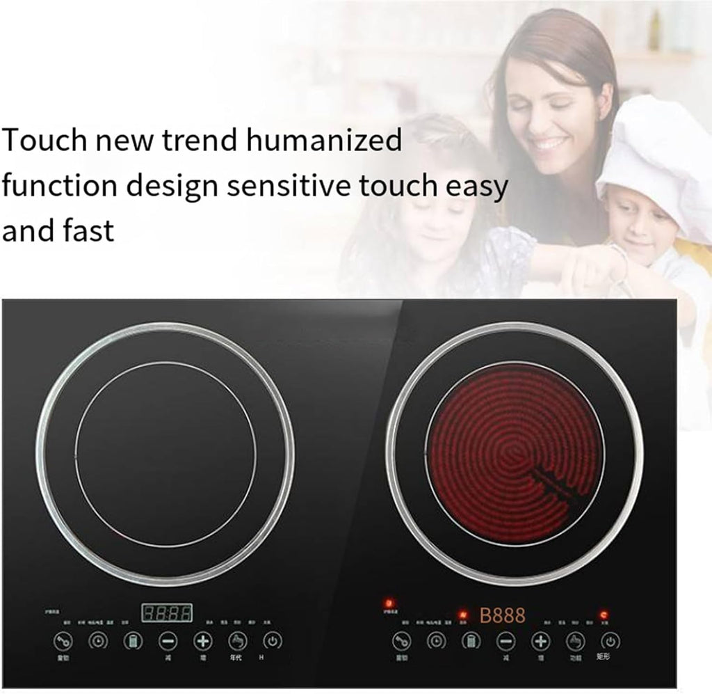 2200W Dual-Head Household Smart Induction Cooktop Independent Booking Timer 10-Speed Safety Lock Portable Induction Cooktop