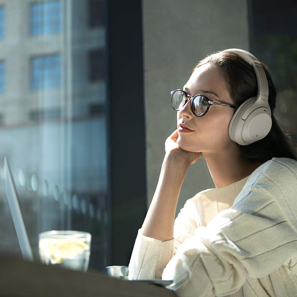 Sony WH1000XM3 Noise Cancelling Headphones : Wireless Bluetooth Over the Ear Headset – Silver (2018 Version)