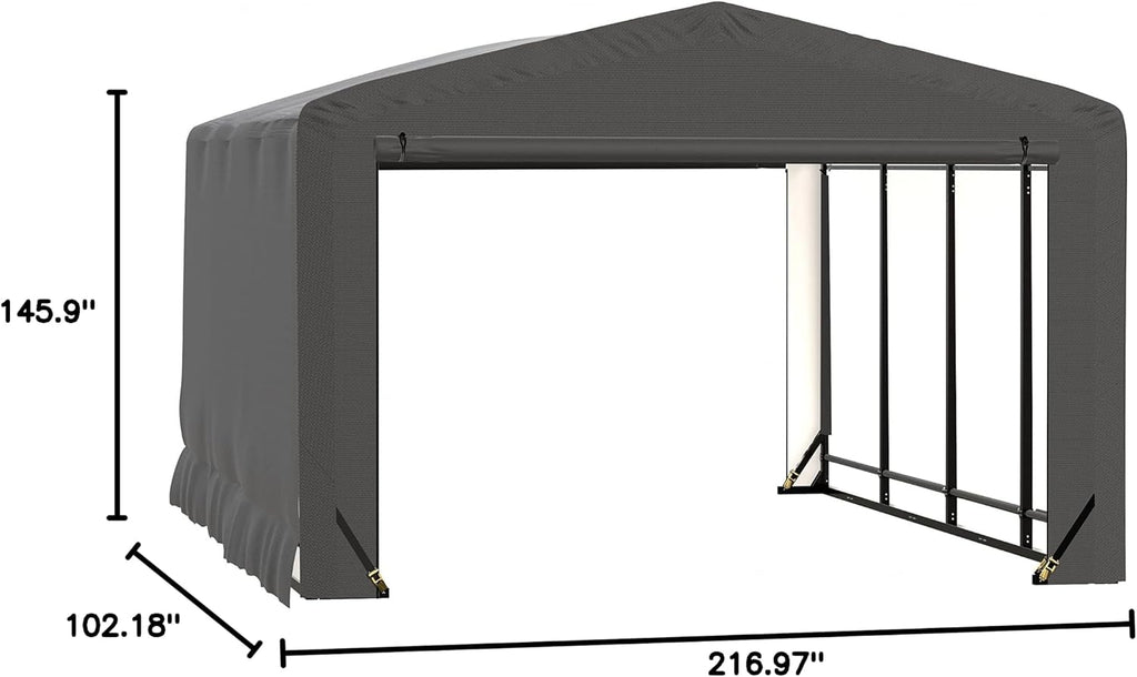 ShelterLogic ShelterTube Garage & Storage Shelter, 12' x 18' x 8' Heavy-Duty Steel Frame Wind and Snow-Load Rated Enclosure, Gray