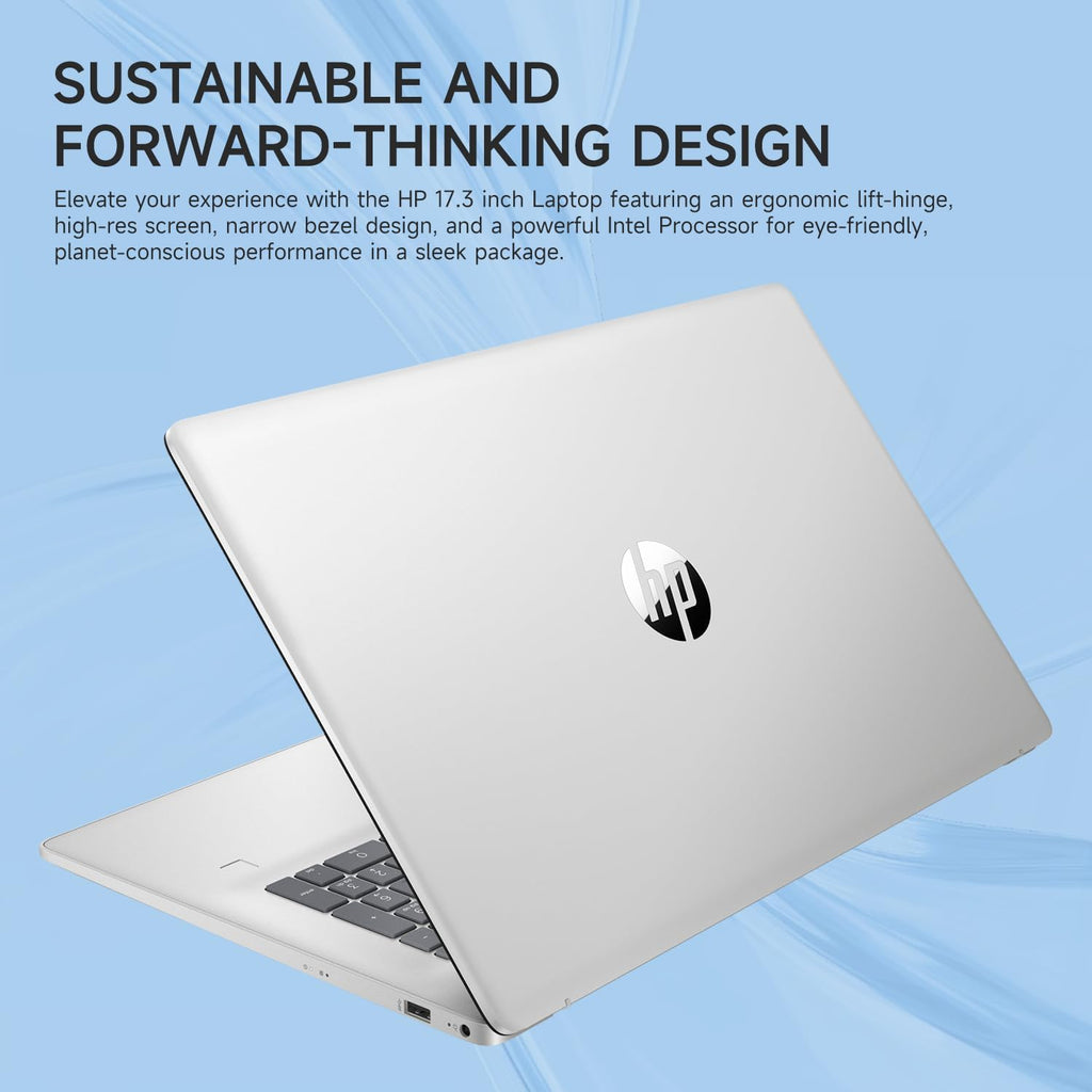 HP 2025 Laptop, 17.3' FHD, CORE 7 (Exceeds i7 1355), 64GB RAM, 1TB SSD, FP Reader, Backlit Keyboard, Webcam, Wi-Fi 6, Windows 11 Pro, Silver, Bundle with PCO Laptop Cooler