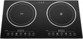 Built in Electric Stove Top,Induction Cooktop,Portable 1200W Induction Cooker 2 Burner Independent Touch Control,Ceramic Electric Stove with 8 Temperature,Power Level (2 Burners,1200W)