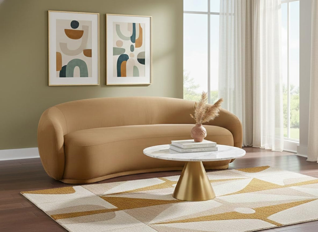Meridian Furniture 44044Saddle-S Emery Collection Modern | Contemporary Sofa with Ultra Luxe Saddle 460 GSM Velvet, Solid Eucalyptus Wood Inner Frame, 95' W x 45.5' D x 31' H, Saddle
