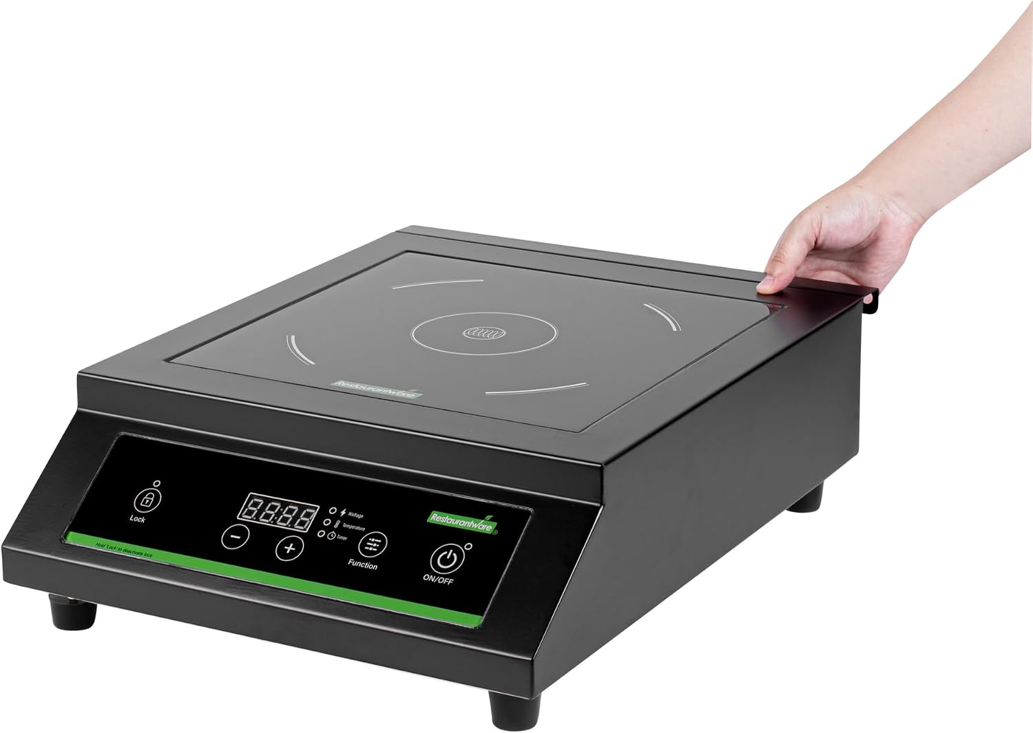 Restaurantware-Kitchen Tek 3500 W Induction Cooktop, 1 Electric Hot Plate With Sensor Touch - 140F To 465F, 10 Wattage Settings, Black Steel Countertop Induction Stove With Ceramic Plate, 240V