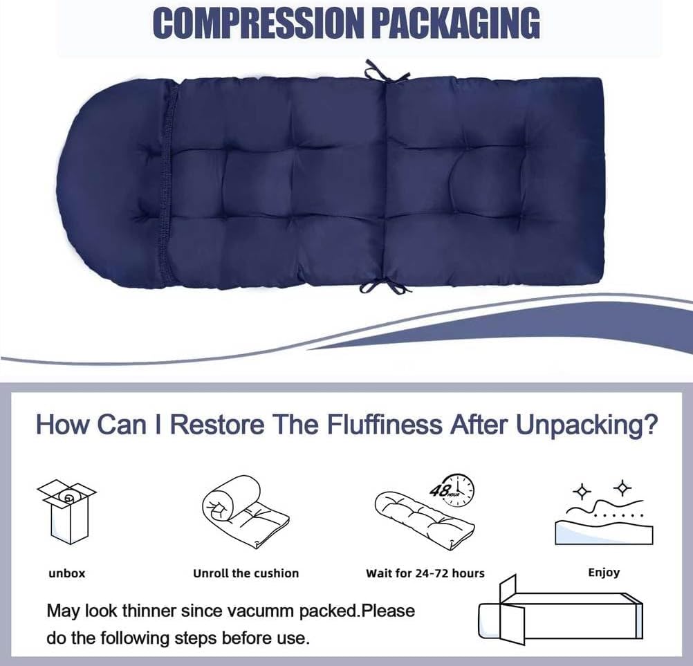 Chair Cushion Waterproof Outdoor Rocking Chair Cushions with Ties Anti-Slip High Back Patio Chair Cushions for Patio Furniture Cushions Dark Grey 6 Pieces