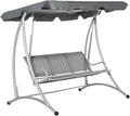 Outsunny 3-Seat Outdoor Porch Swing Chair, Patio Swing Glider with Adjustable Canopy, Breathable Seat, and Steel Frame for Garden, Poolside, Backyard, Gray