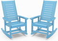 IVY&LANE Outdoor Rocking Chairs Set of 2 | Porch-Rockers | Arctic | HDPE Plastic | All-Weather | High Back | Wide Seat | Oversized Patio Rocker for Adult | for Outside Deck Balcony Garden