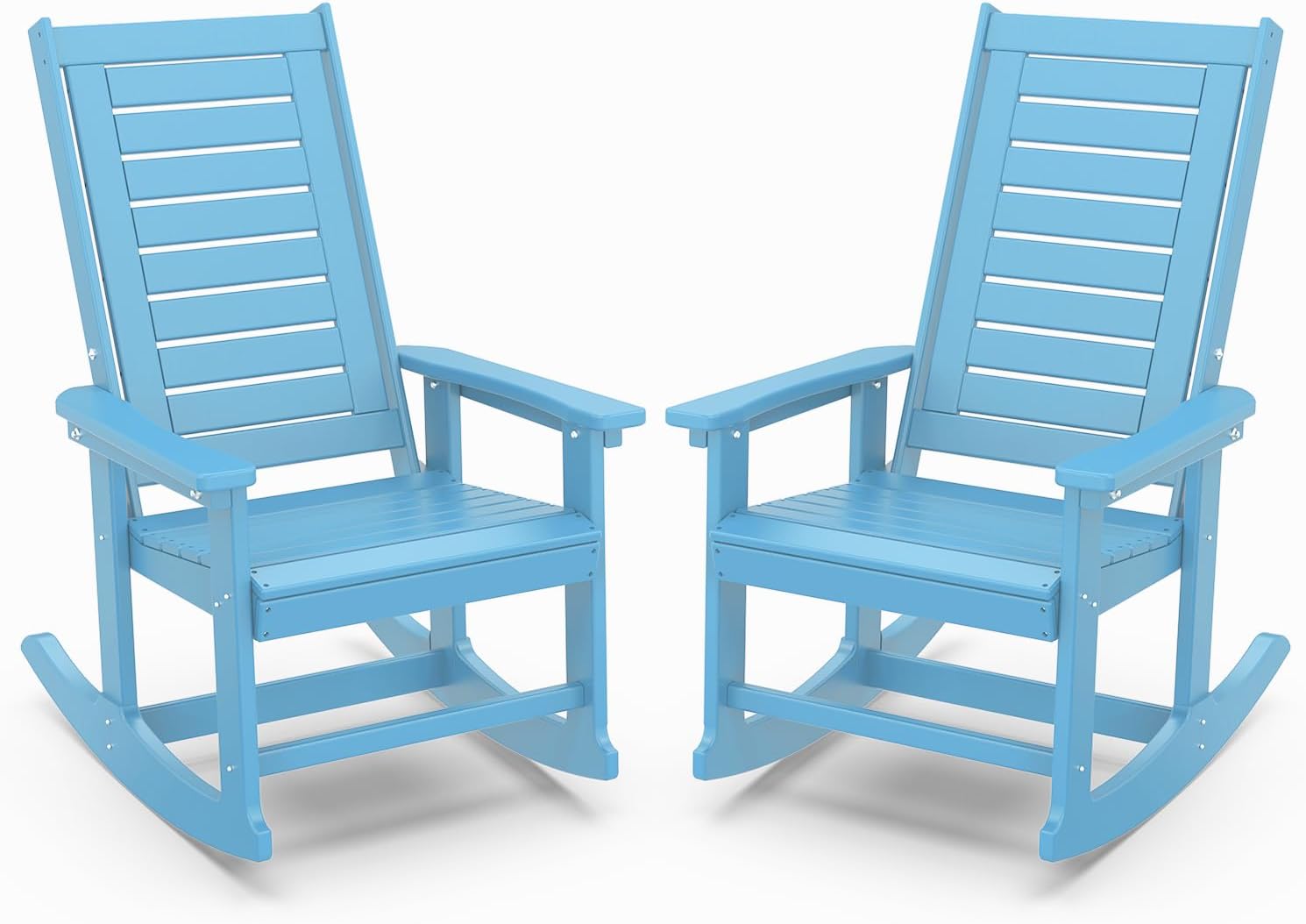 IVY&LANE Outdoor Rocking Chairs Set of 2 | Porch-Rockers | Arctic | HDPE Plastic | All-Weather | High Back | Wide Seat | Oversized Patio Rocker for Adult | for Outside Deck Balcony Garden