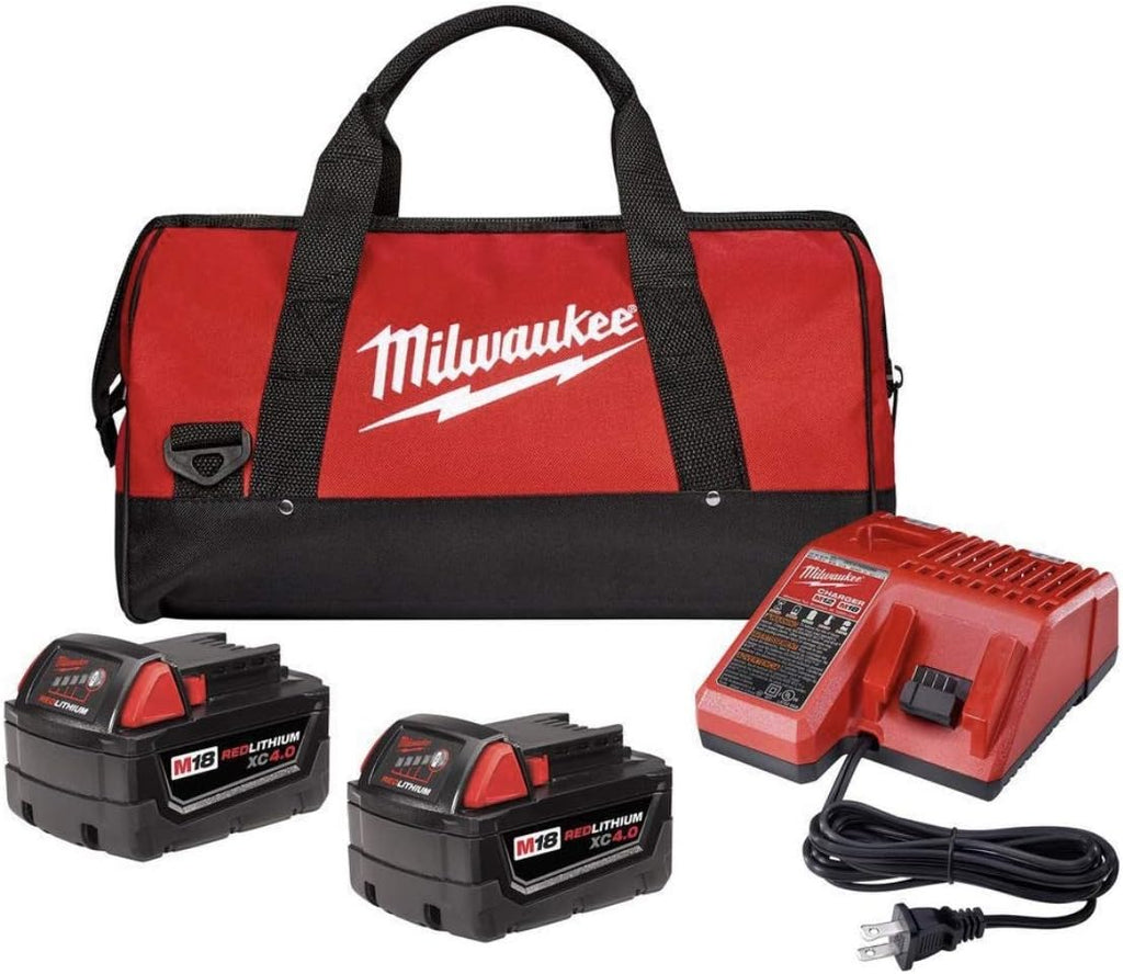 Milwaukee 48-59-1840P M18 18-Volt Lithium-Ion XC Starter Kit with Two 4.0 Ah Batteries, Charger