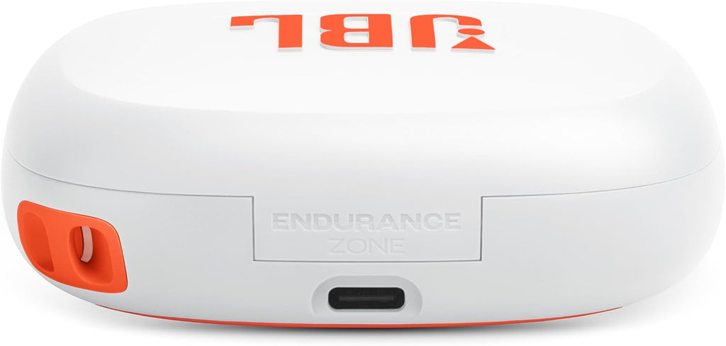 JBL Endurance Zone - True Wireless Open-Ear Sport Headphones with 4 mics for Crisp, Clear Calls, Water & dust Proof (IP68), and Up to 32 Hours of Playtime, Plus Speed Charge (White/Orange)