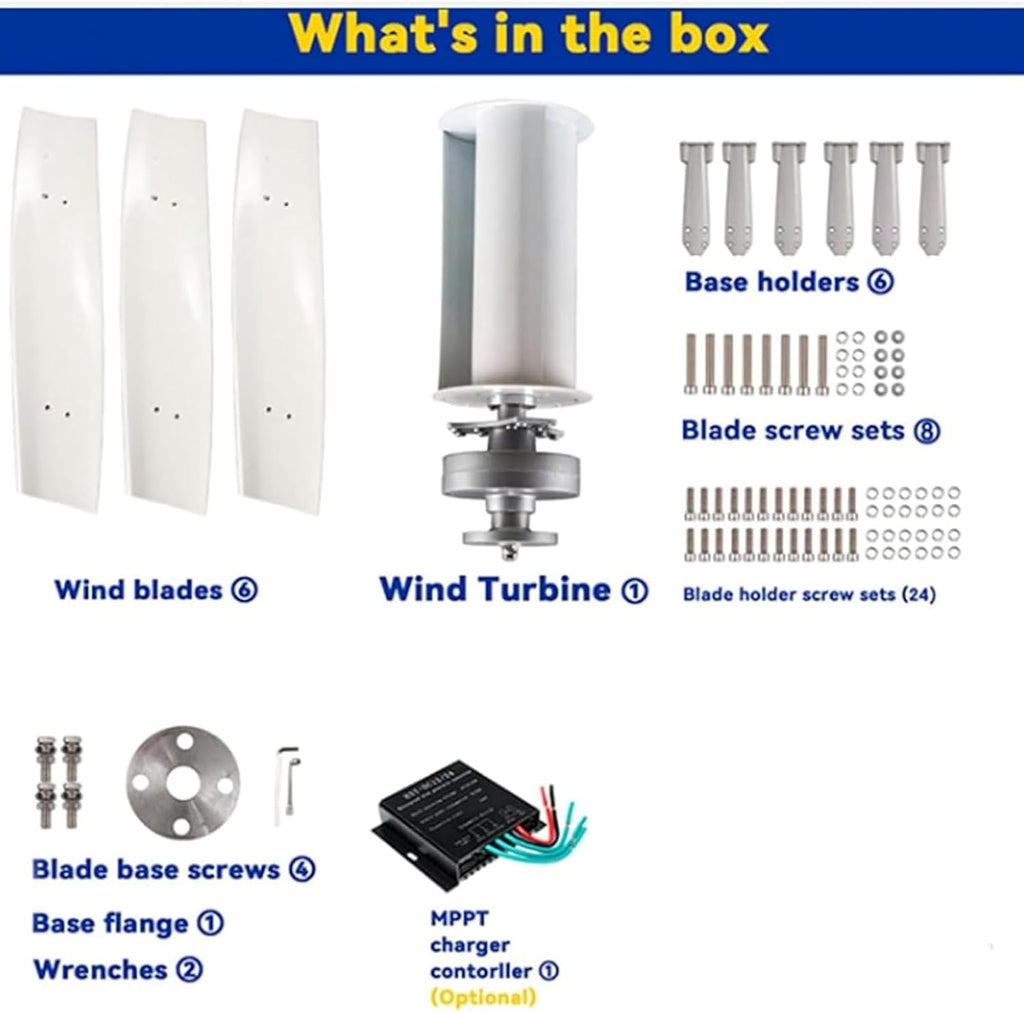 3000W Wind Turbine Generator Set, Household Noise Free 3-Blade Windmill Generator 12V 24V 48V 220V with Controller Suitable for Ships, Terraces, Cabins, Homes
