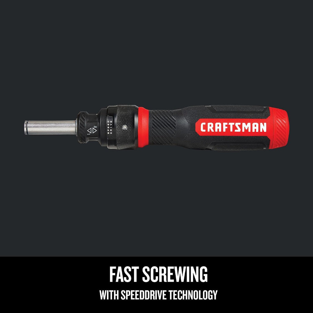 CRAFTSMAN Ratcheting Screwdriver,SpeedDrive,2' Double Ended Bits Included,Handle Holds Up To 6 Bits (CMHT68129),(Pack of 4)