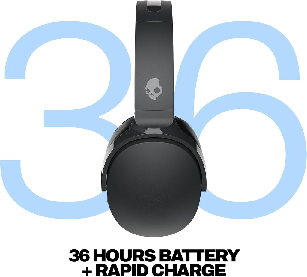 Skullcandy Hesh Evo Wireless Over-Ear Bluetooth Headphones, Noise Isolating, Up to 36 Hours Battery, Foldable Lightweight Design, Microphone for iPhone Android - True Black