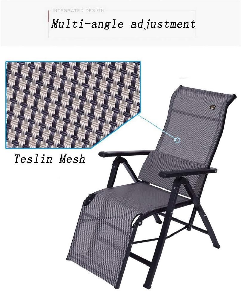 N / A Folding Deck Chair meshGarden Leisure Folding Deck Chair, Adjustable Zero Gravity Waterproof Rocking Chair for Indoor/Outdoor/Lunch/Camping, Gray